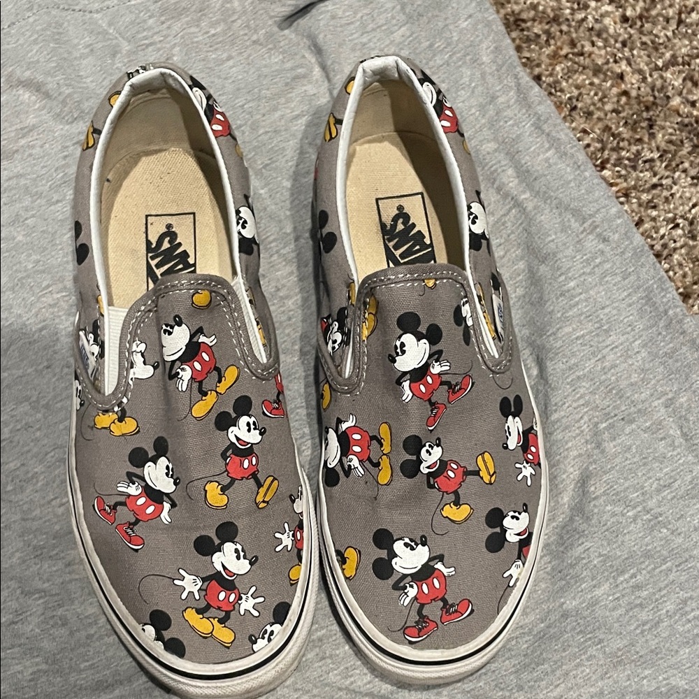 Vans Gray Mickey Mouse Slip-On Sneakers